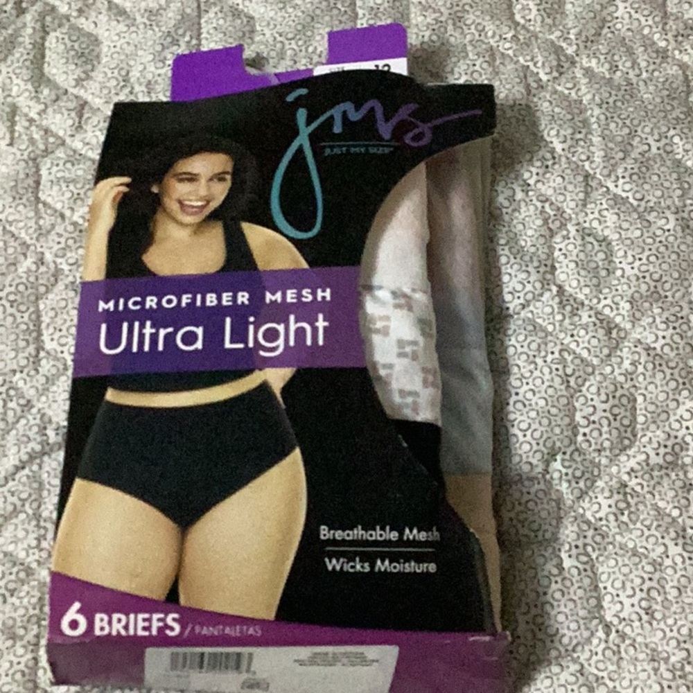 Just My Size Microfiber Mesh Ultra Light Briefs - size 12 NWT